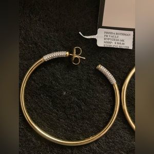 Frieda Rothman 14k/Silver/Lab Diamond Hoop Earrings